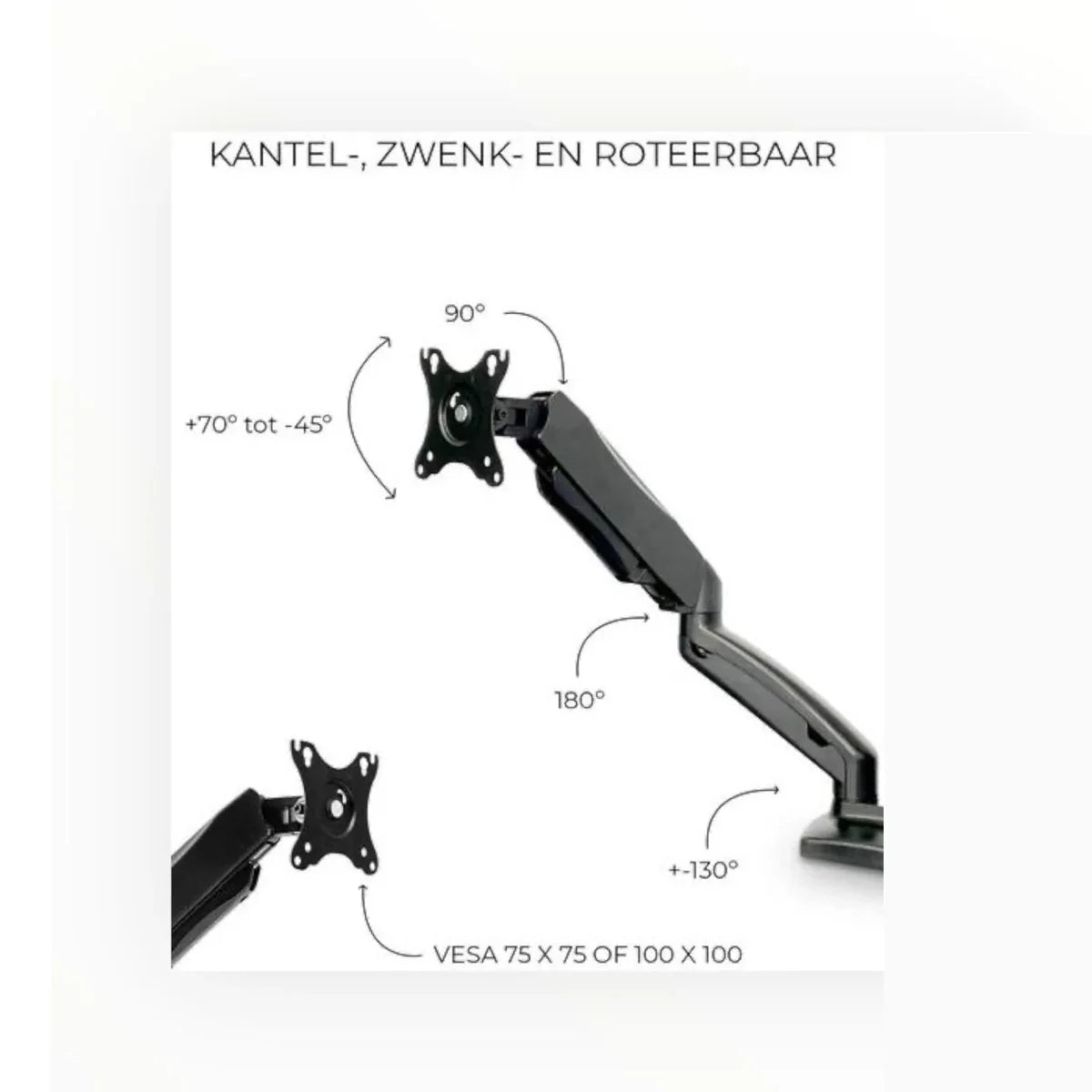 YOOS! Office kantoormeubelen monitorarm kantelbaar en roteerbaar