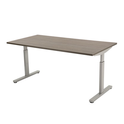 YOOS! Basic bureau Verstelbaar bureau bruin eiken blad aluminium frame