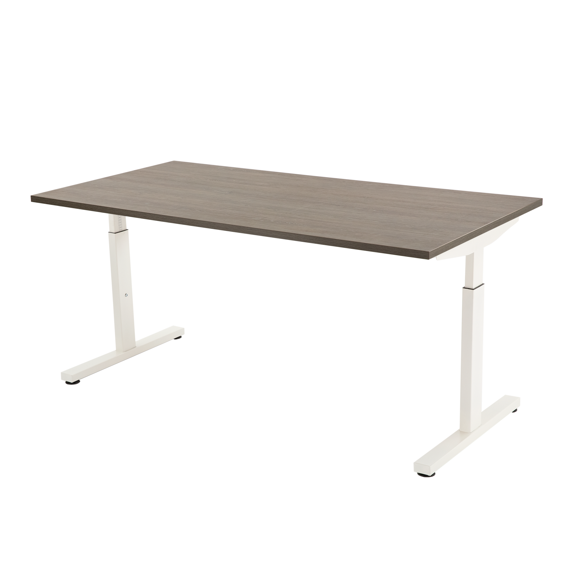 YOOS! Basic Workspace Verstelbaar bureau bruin eiken wit frame