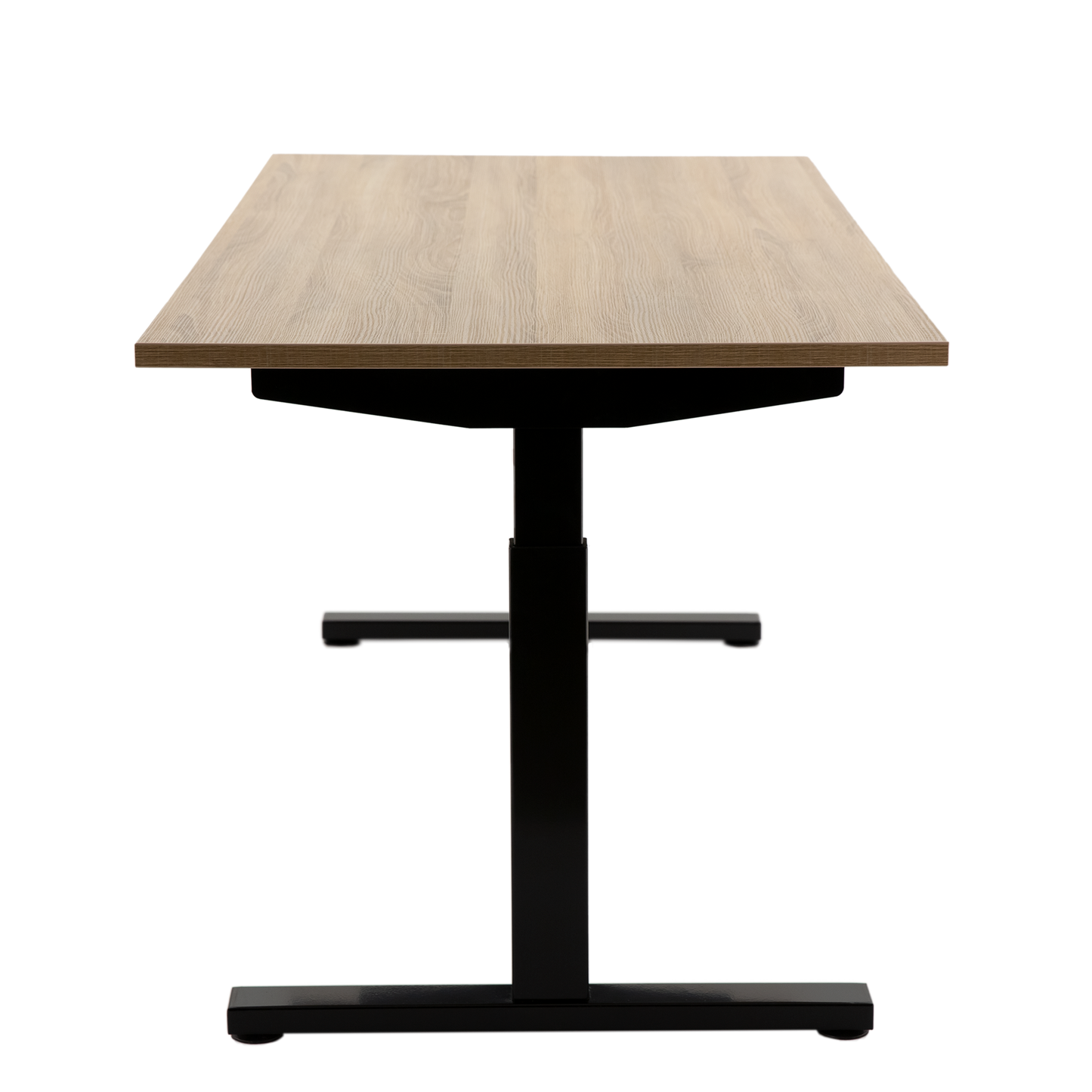 YOOS! Basic Workspace bureau zijaanzicht midden eiken blad zwart frame