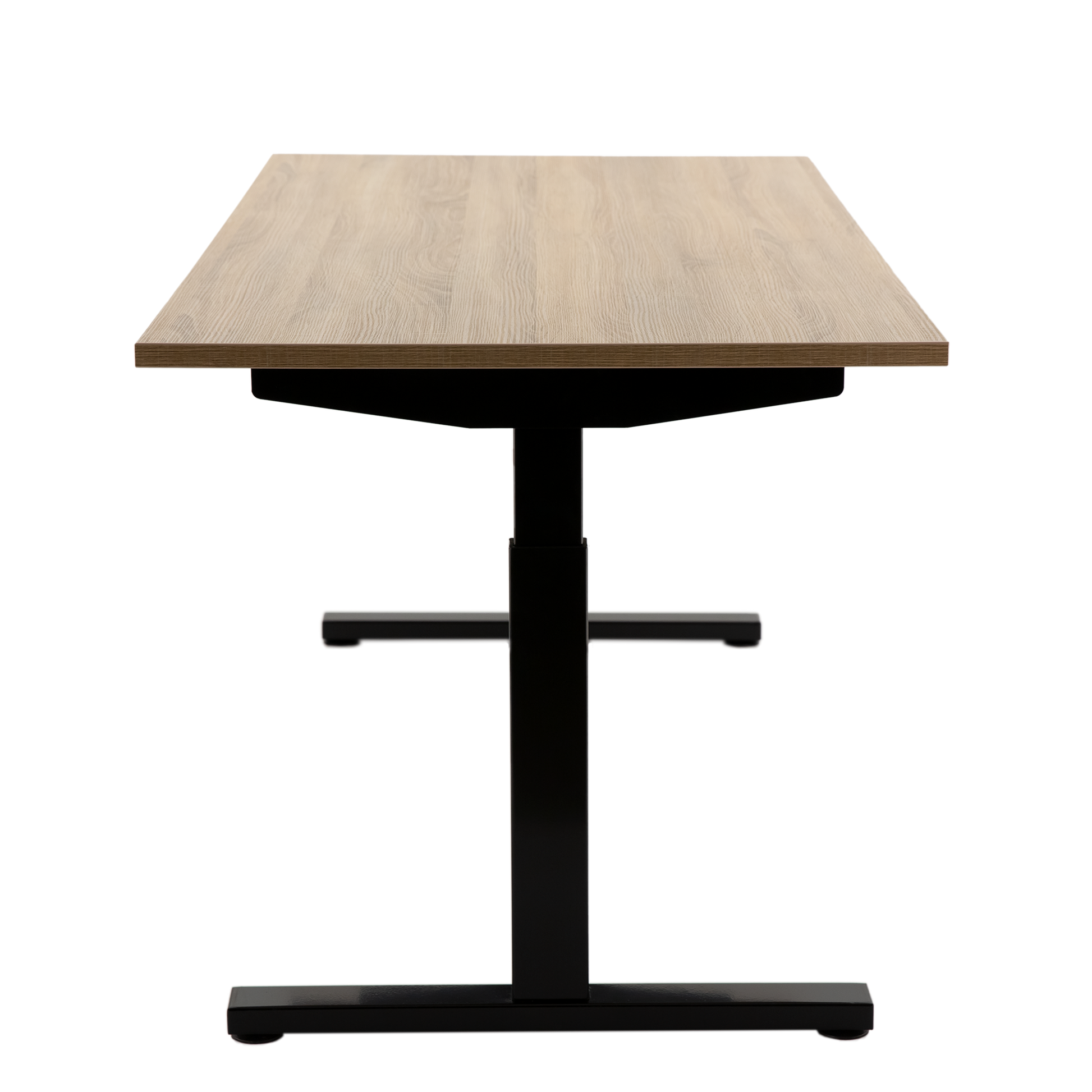 YOOS! Basic Workspace bureau zijaanzicht midden eiken blad zwart frame