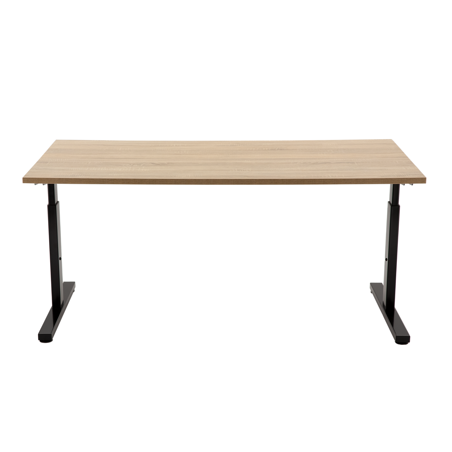 YOOS! Basic Workspace Verstelbaar bureau vooraanzicht midden eiken blad zwart frame