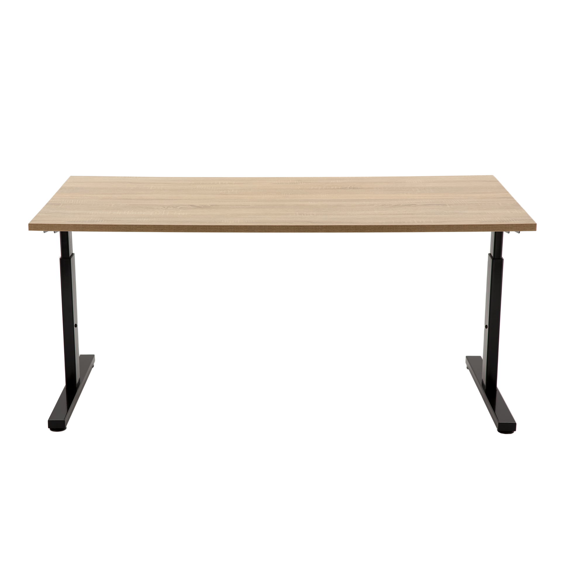 YOOS! Basic Workspace Verstelbaar bureau vooraanzicht midden eiken blad zwart frame