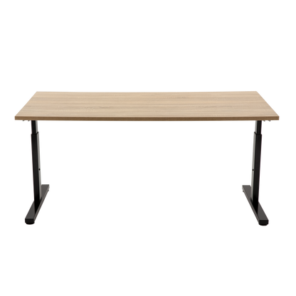 YOOS! Basic bureau Verstelbaar bureau vooraanzicht midden eiken blad zwart frame