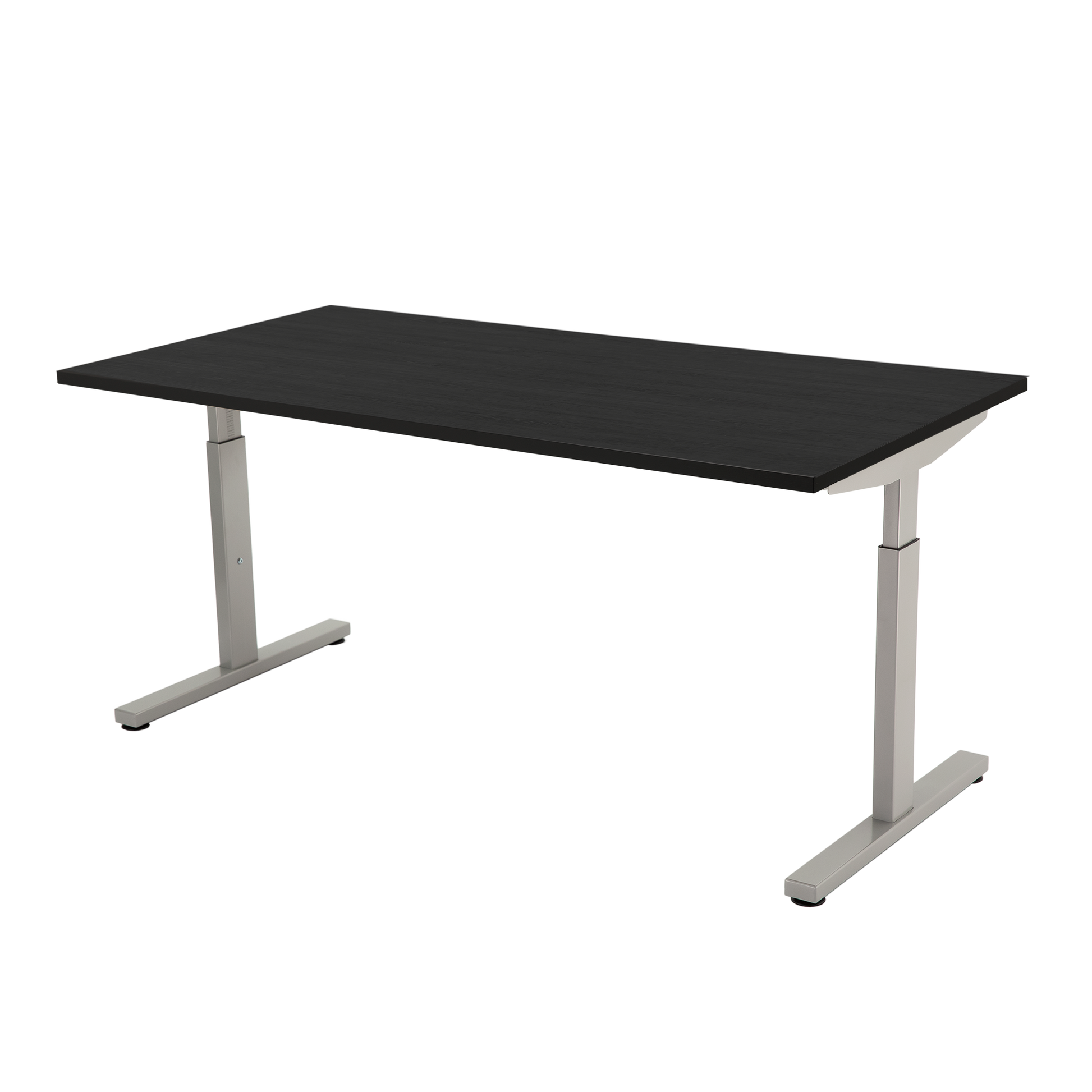 YOOS! Basic Workspace Verstelbaar bureau zwart eiken blad aluminium frame
