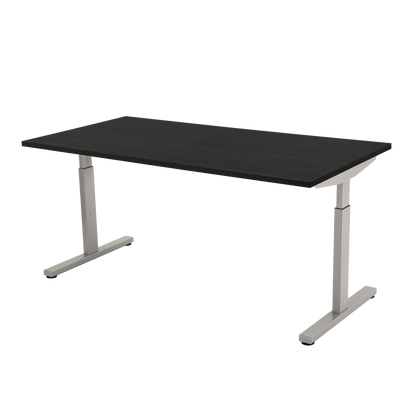 YOOS! Basic bureau Verstelbaar bureau zwart eiken blad aluminium frame