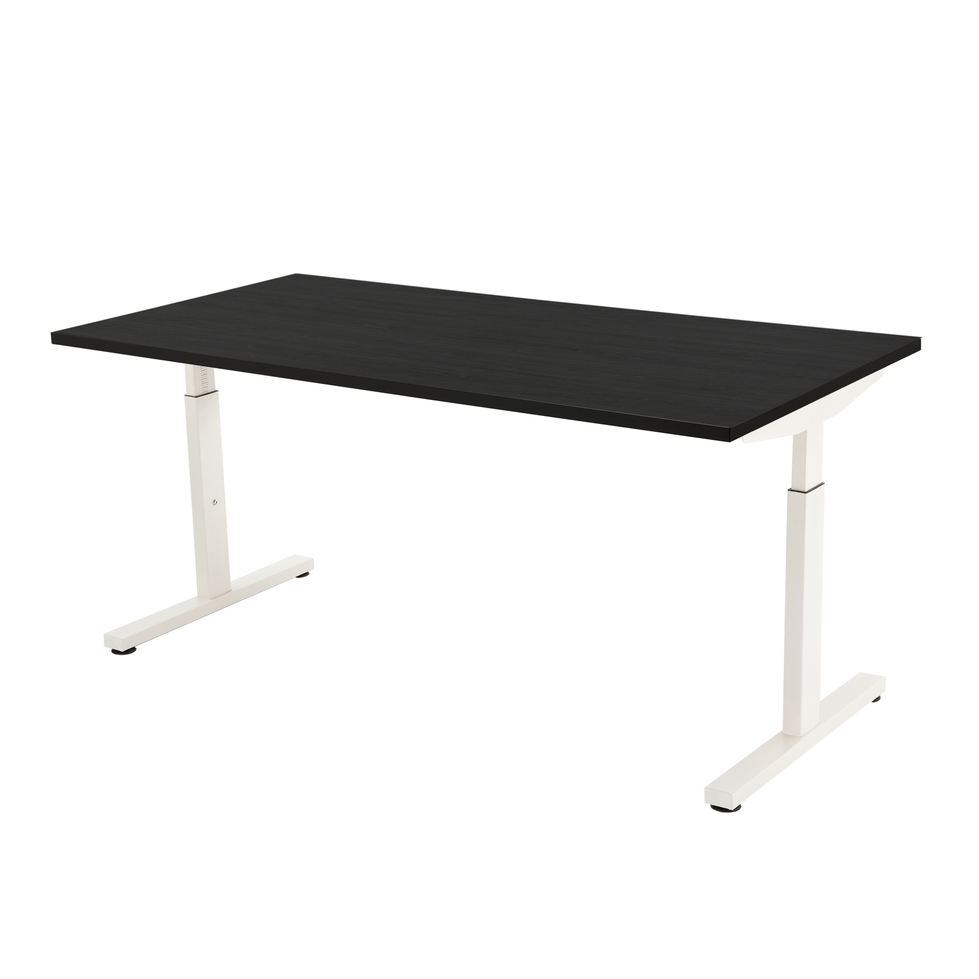 YOOS! Basic Workspace Verstelbaar bureau zwart eiken blad wit frame