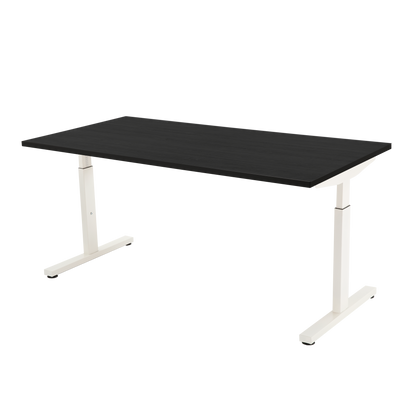YOOS! Basic bureau Verstelbaar bureau zwart eiken blad wit frame