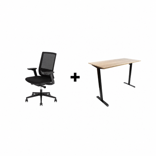 YOOS! Essential Workspace bundel slingerverstelbaar bureau plus bureaustoel