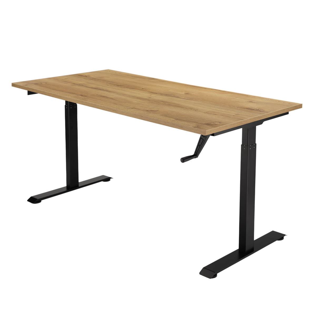 YOOS! Essential Bureau verstelbaar bureau robuust eiken blad zwart frame