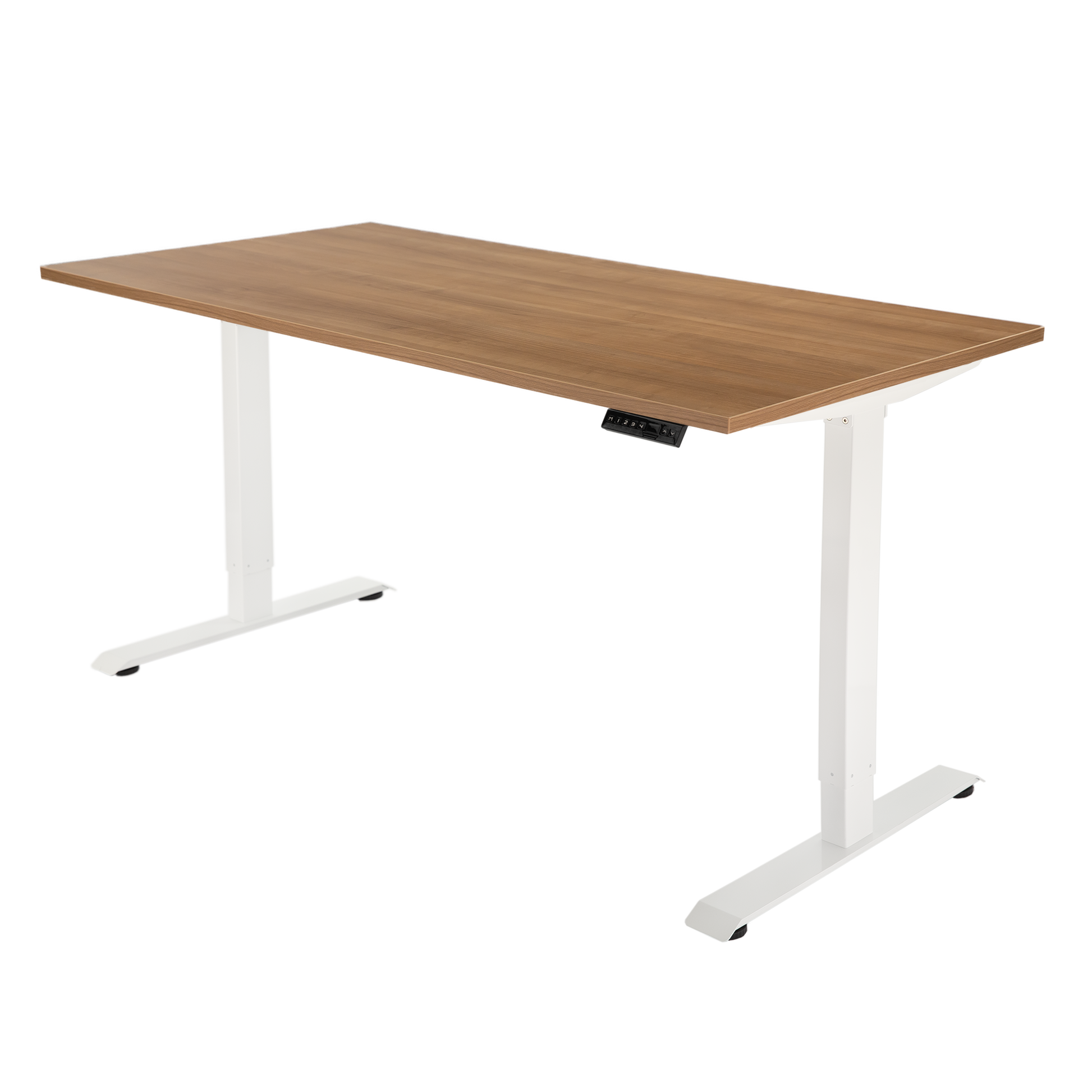 YOOS! Flow Workspace elektrisch verstelbaar bureau Havanna blad wit frame