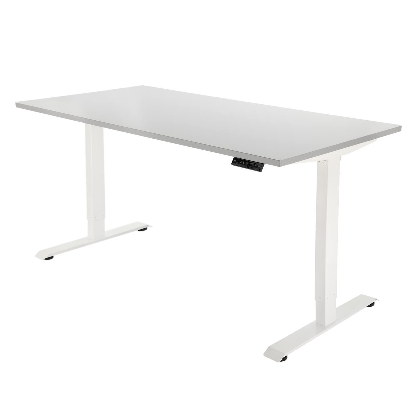 YOOS! Flow Workspace elektrisch verstelbaar bureau lichtgrijs blad wit frame