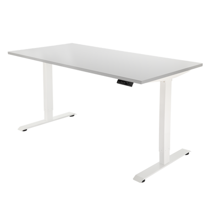 YOOS! Flow elektrisch verstelbaar bureau lichtgrijs blad wit frame