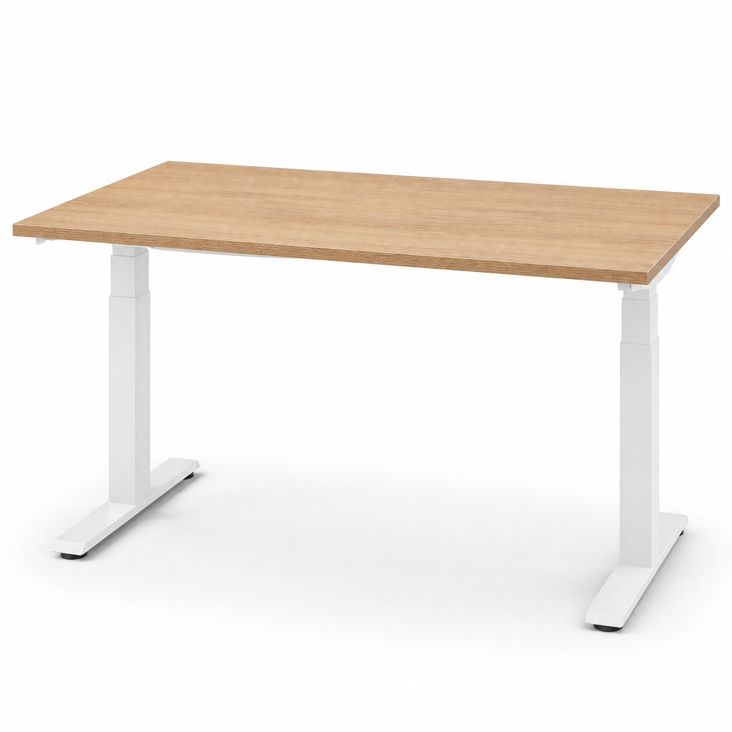 YOOS! Flow Workspace elektrisch verstelbaar bureau midden eiken blad wit frame
