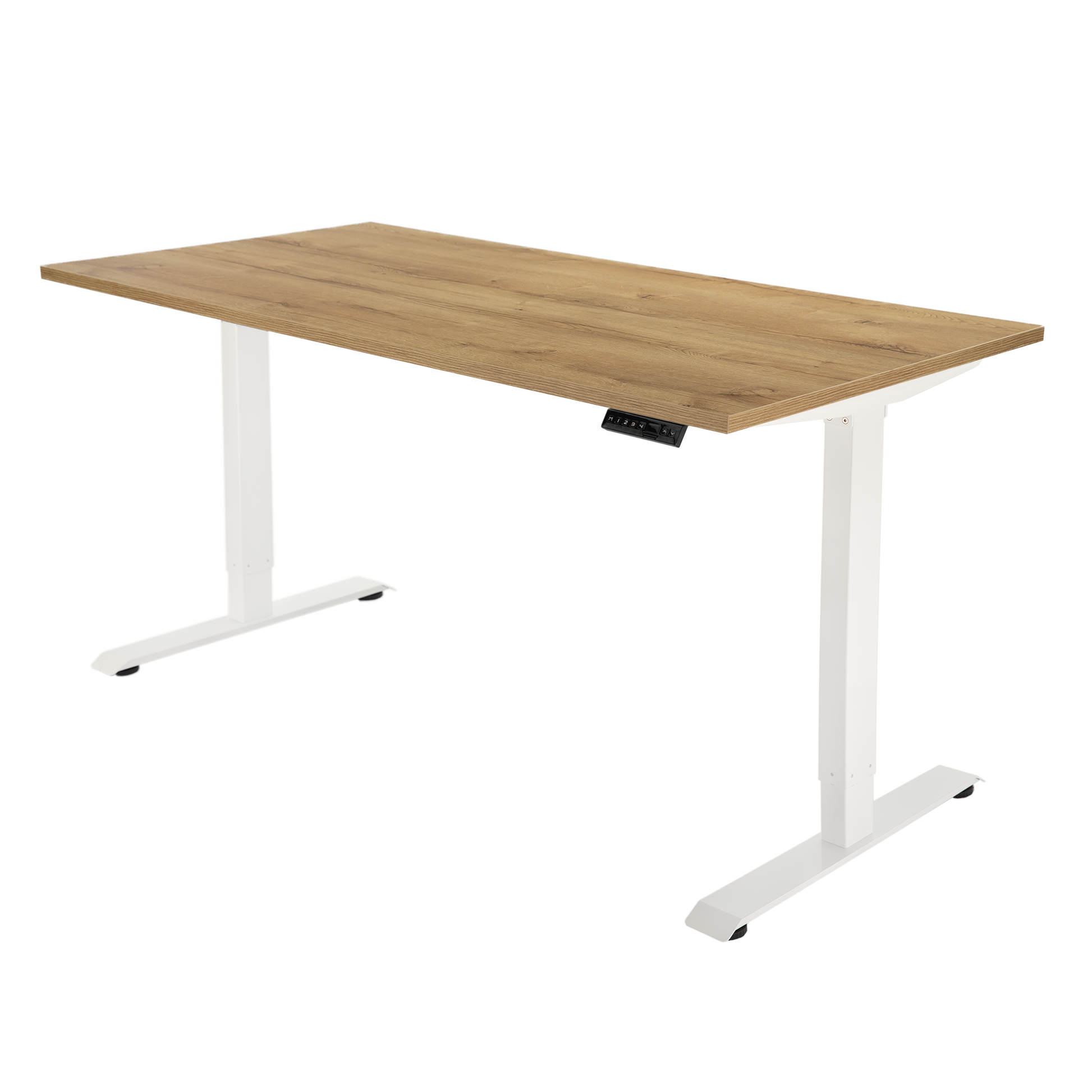 YOOS! Flow Workspace elektrisch verstelbaar bureau robuust eiken blad wit frame