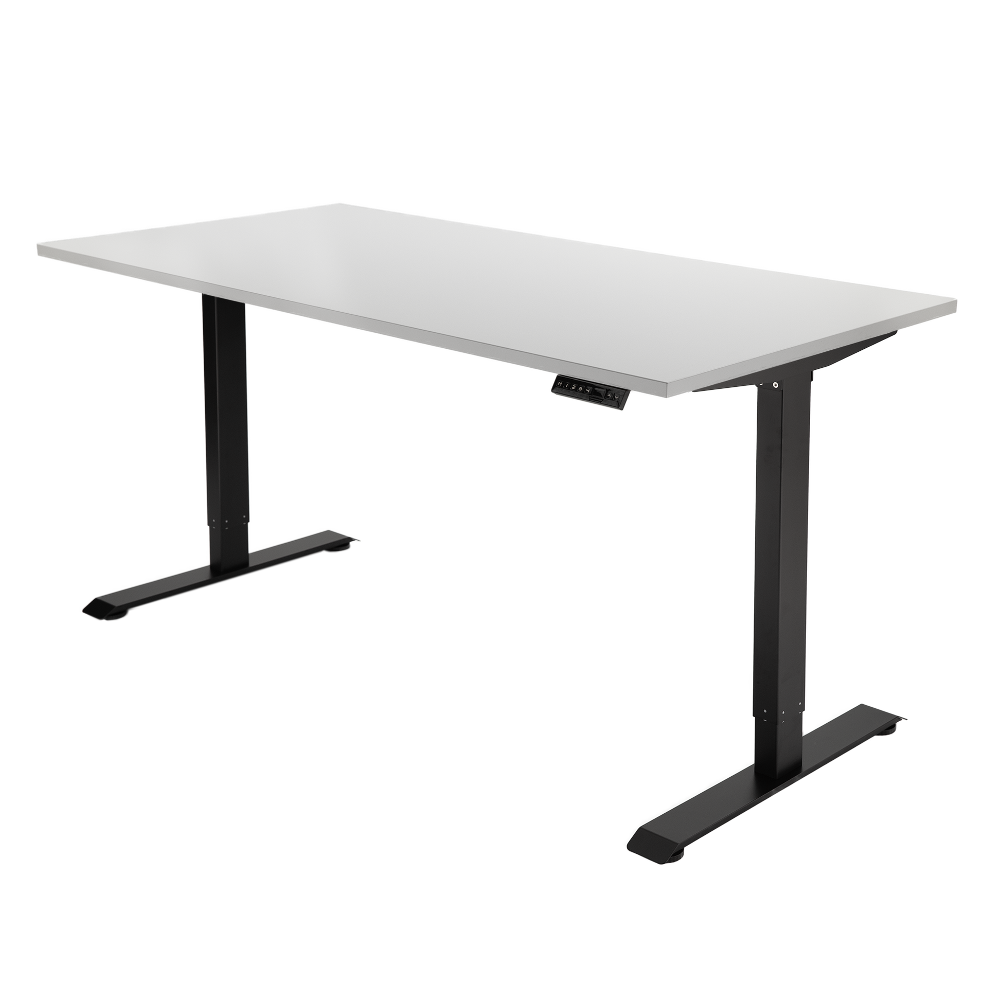YOOS! Flow Workspace elektrisch verstelbaar bureau lichtgrijs blad zwart frame
