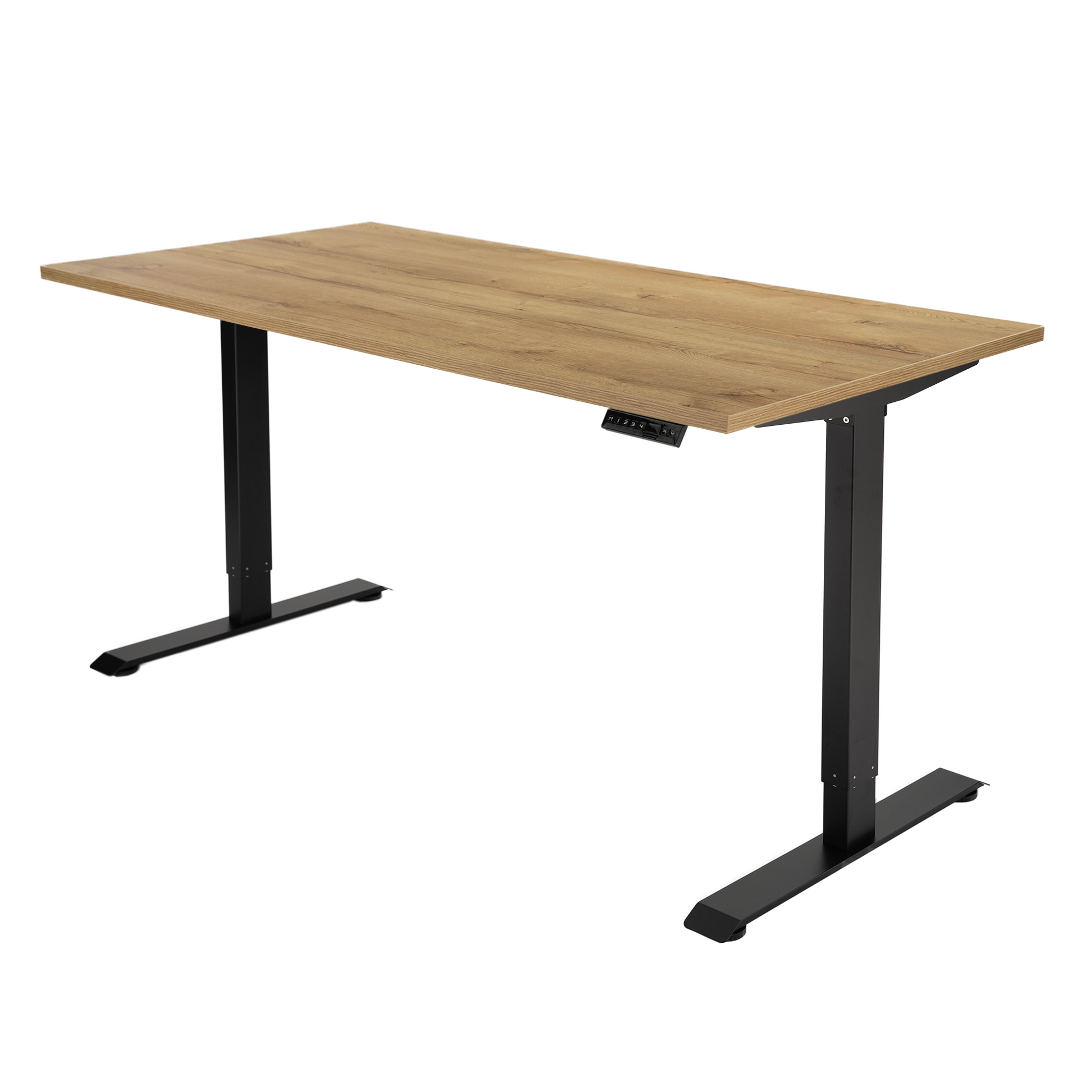 YOOS! Flow Workspace elektrisch verstelbaar bureau robuust eiken blad zwart frame