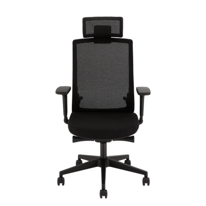 YOOS! Flow Workspace bureaustoel zwart voorkant ergonomisch NEN-EN-1335 normering 