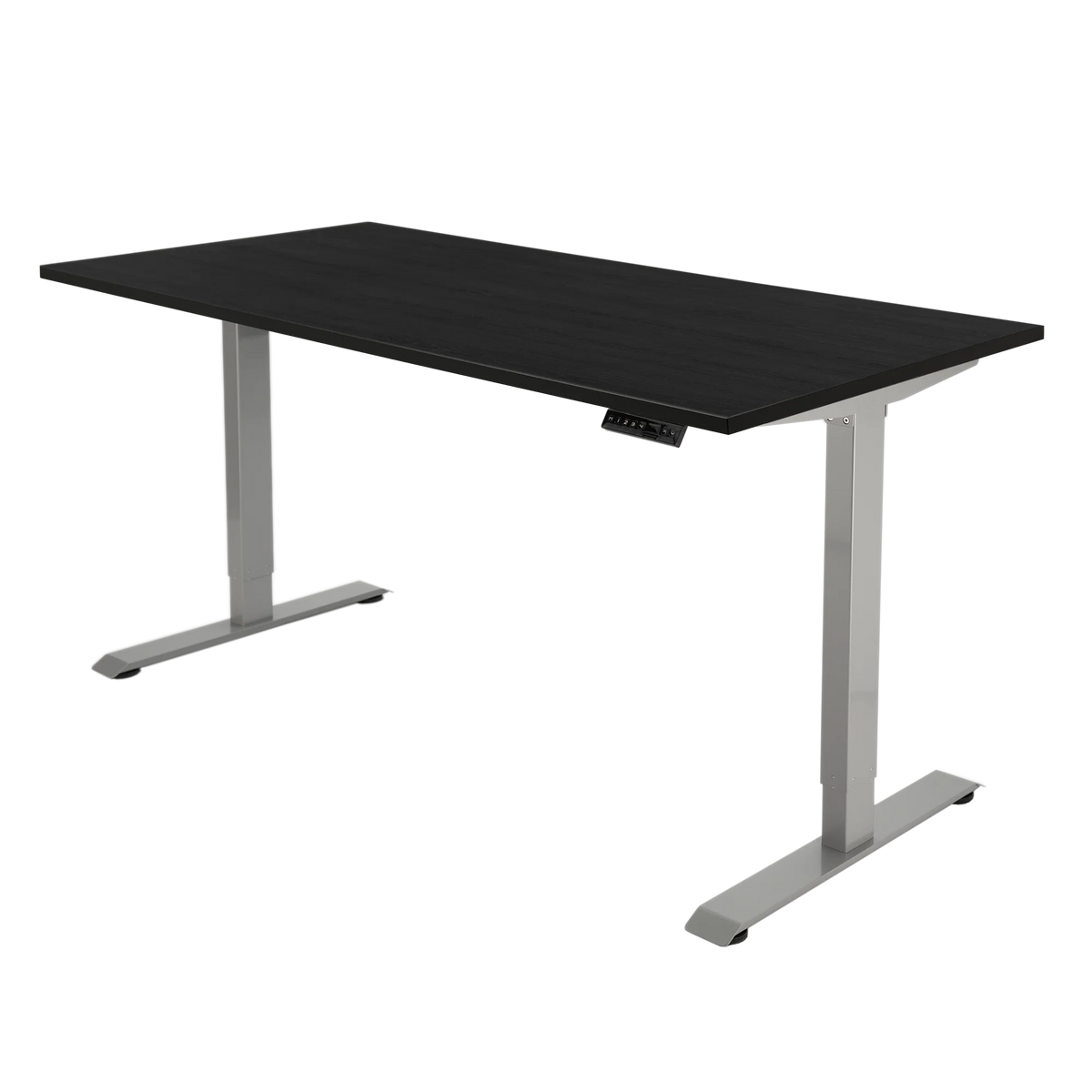 YOOS! Flow elektrisch verstelbaar bureau zwart eiken blad aluminium frame