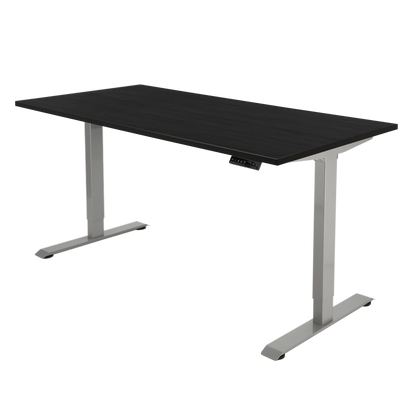 YOOS! Flow elektrisch verstelbaar bureau zwart eiken blad aluminium frame