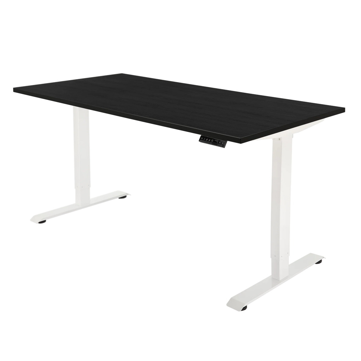 YOOS! Flow elektrisch verstelbaar bureau zwart eiken blad wit frame