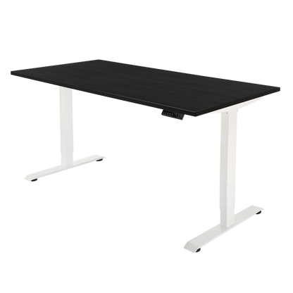 YOOS! Flow elektrisch verstelbaar bureau zwart eiken blad wit frame