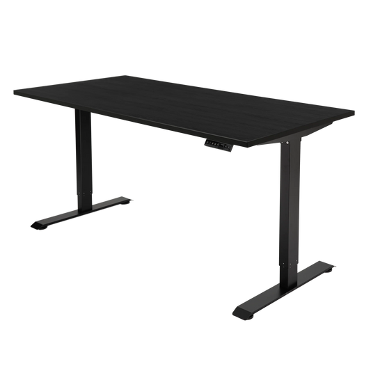 YOOS! Bureau Flow elektrisch verstelbaar bureau zwart eiken zwart frame