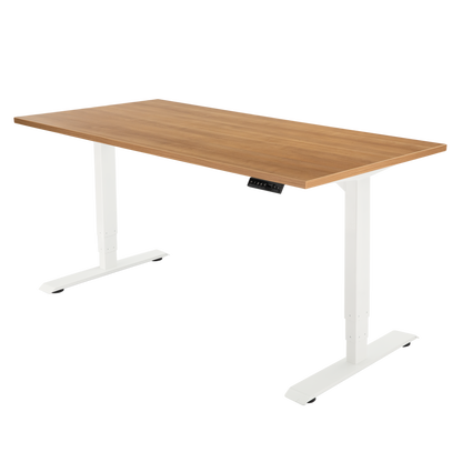 YOOS! Bureau Focus elektrisch verstelbaar bureau havanna blad wit frame