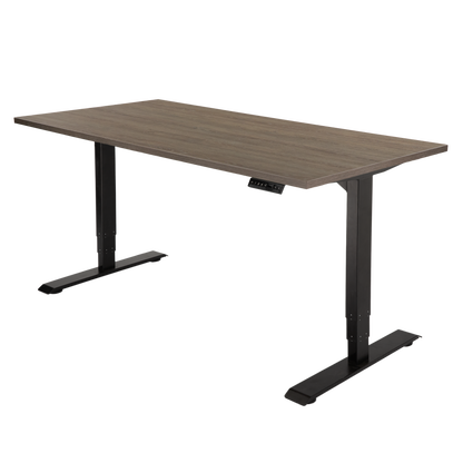 YOOS! Bureau Focus elektrisch verstelbaar bureau bruin eiken zwart frame