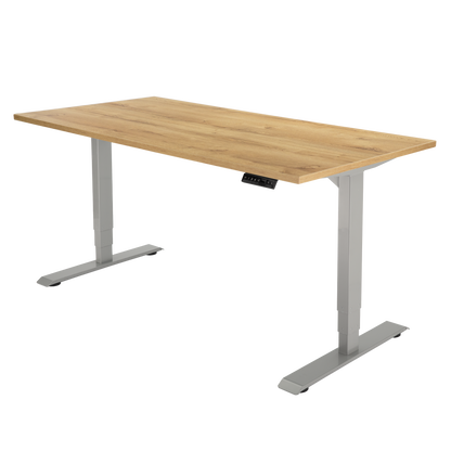 YOOS! Bureau Focus elektrisch verstelbaar bureau robuust eiken blad aluminium frame