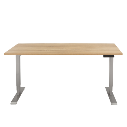 YOOS! Bureau Focus elektrisch verstelbaar bureau midden eiken aluminium voorkant