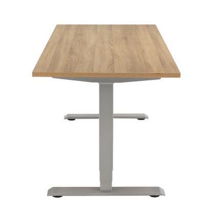 YOOS! Bureau Focus elektrisch verstelbaar bureau midden eiken aluminium zijkant