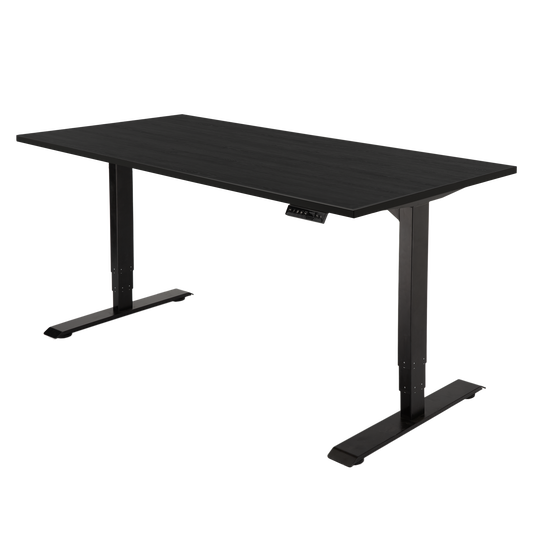 YOOS! Bureau Focus elektrisch verstelbaar bureau zwart eiken zwart frame