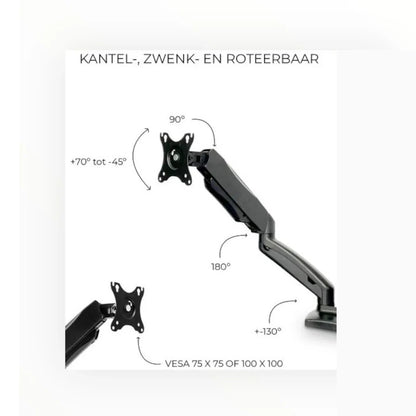 YOOS! Office kantoormeubelen monitorarm kantelbaar en roteerbaar