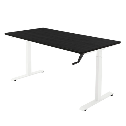 YOOS! Essential Bureau verstelbaar bureau zwart eiken blad wit frame