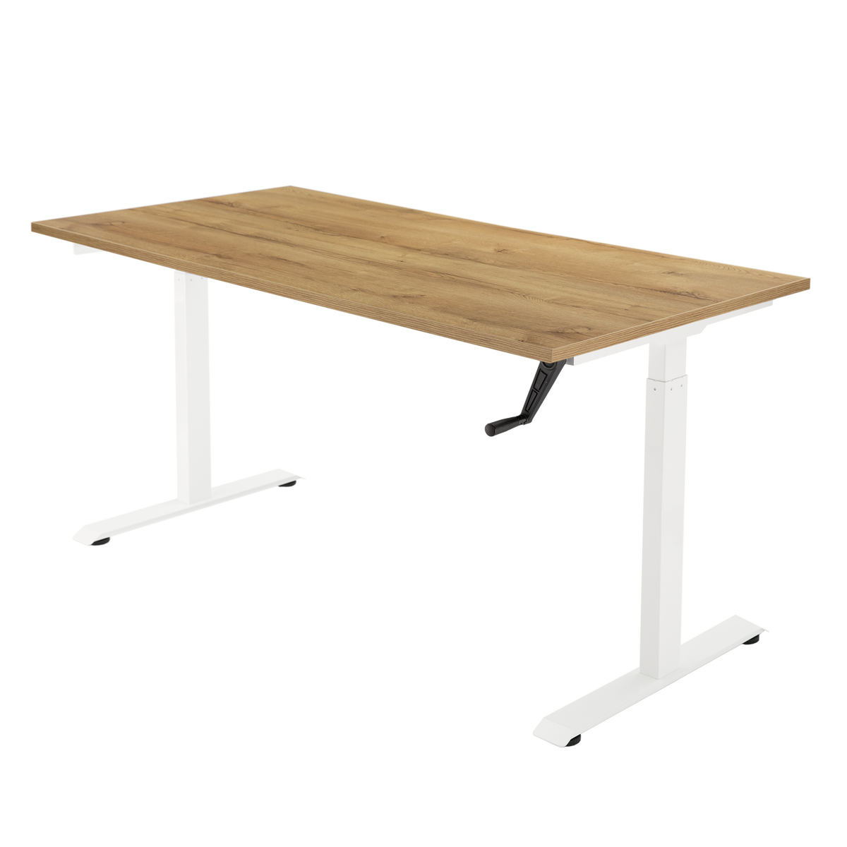 YOOS! Essential Bureau verstelbaar bureau robuust eiken blad wit frame