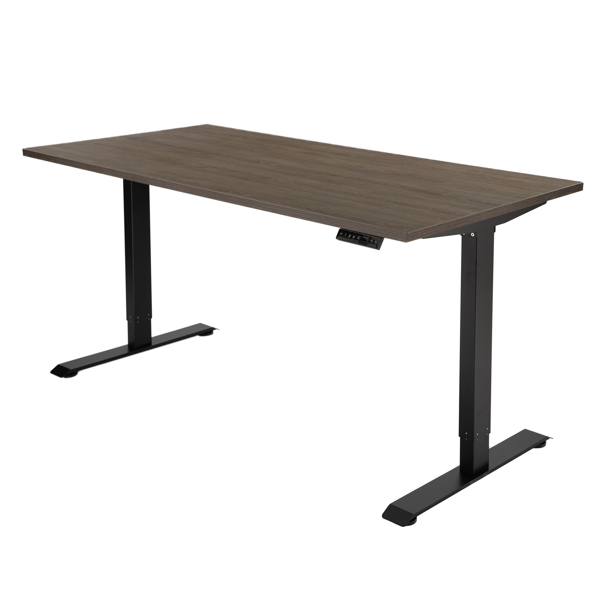 YOOS! Flow Workspace elektrisch verstelbaar bureau bruin eiken zwart frame