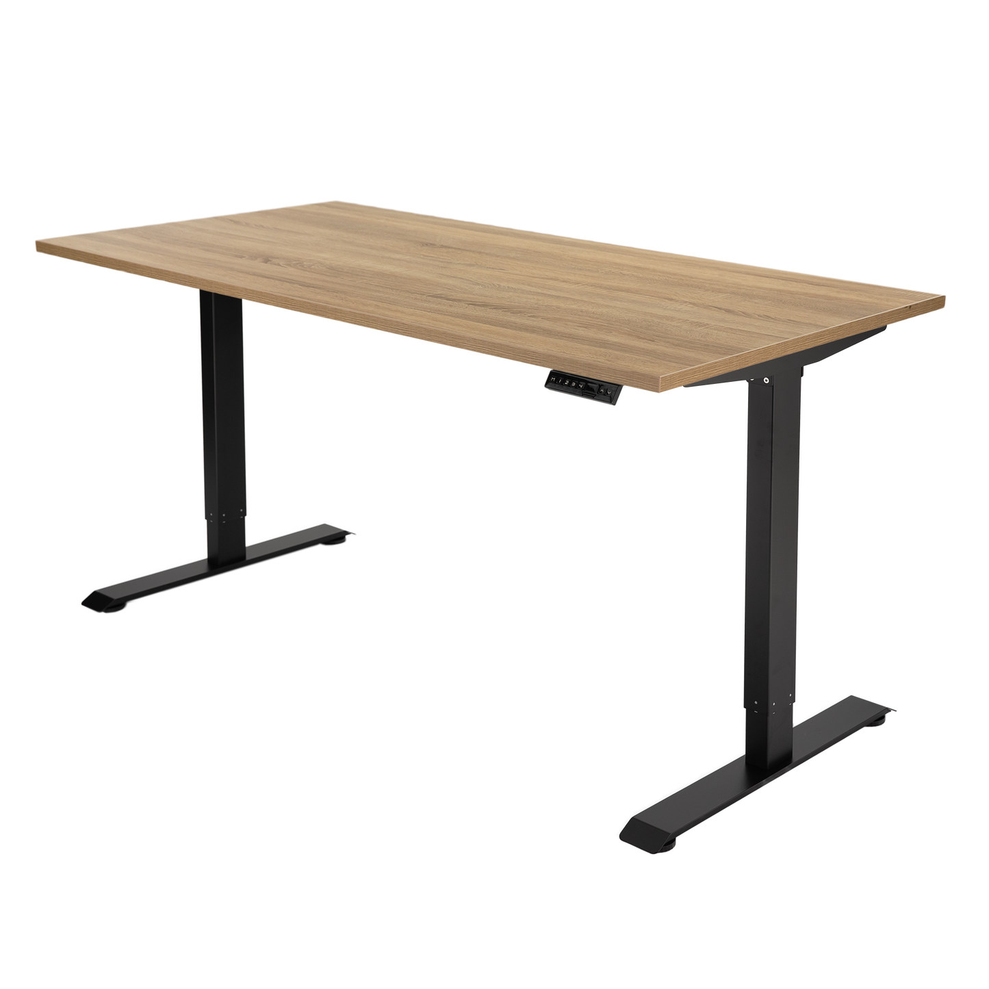 YOOS! Flow Workspace elektrisch verstelbaar bureau midden eiken zwart frame
