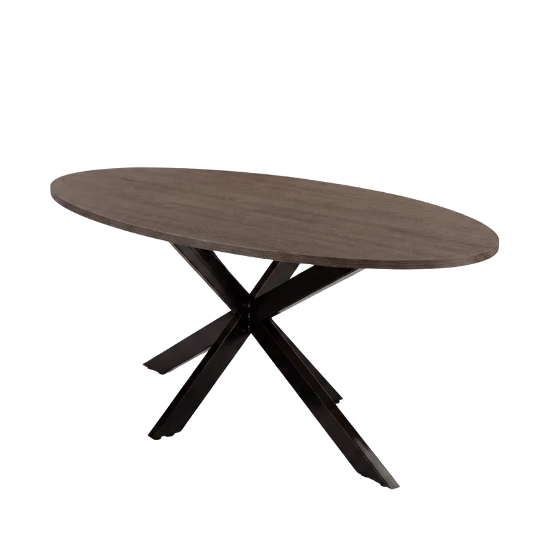 YOOS! vergadertafel bruin eiken zwart onderstel