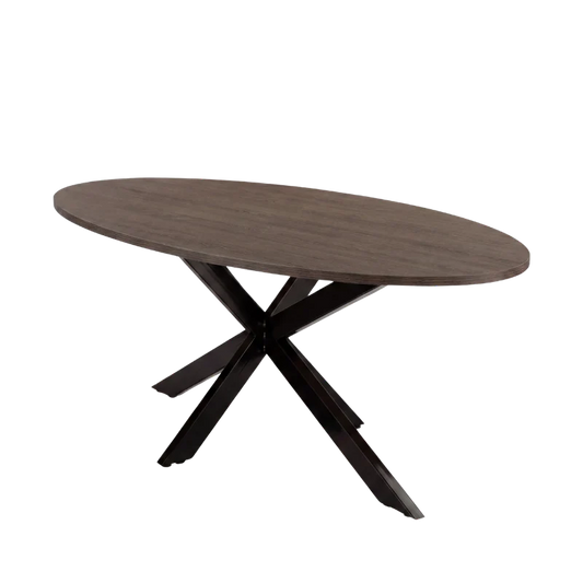 YOOS! vergadertafel bruin eiken zwart onderstel