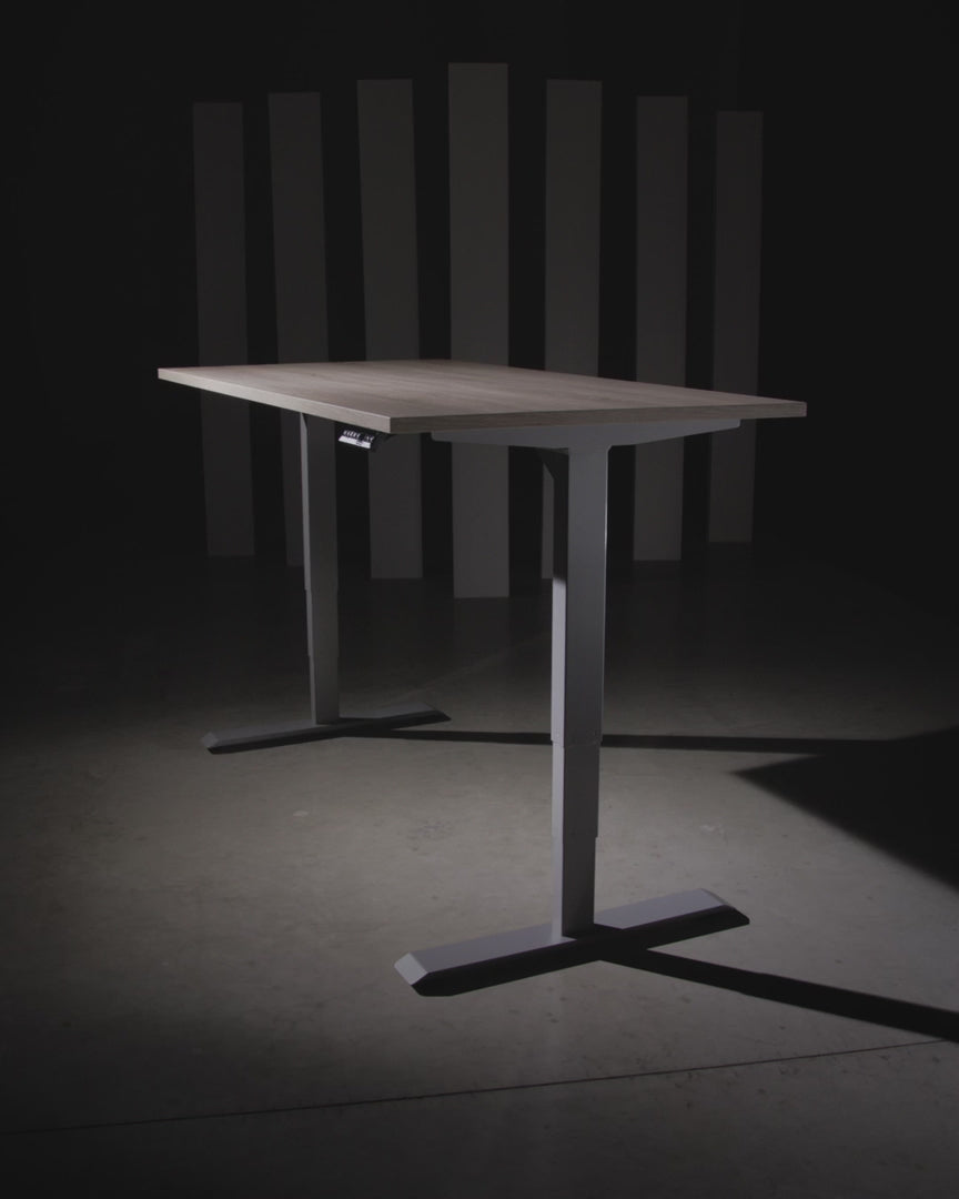YOOS! Focus Workspace elektrisch verstelbaar bureau midden eiken aluminium frame